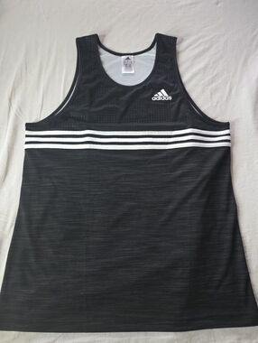 Men's adidas Black Tank Top White Stripes Trim Large NWOT Flex Material